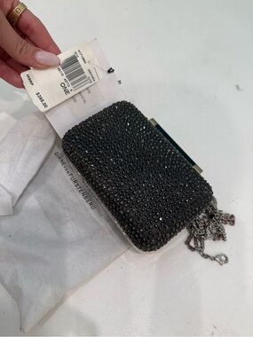 Diane von Furstenberg Black Crystal Minaudiere Evening Clutch